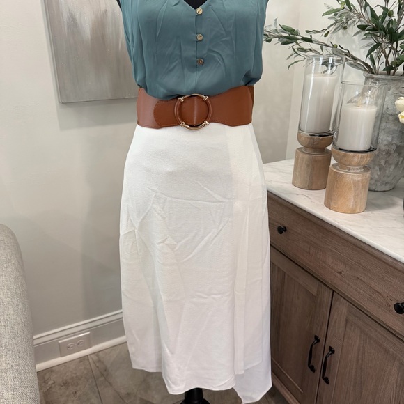 The Limited Dresses & Skirts - The Limited Asymmetrical White Midi Skirt